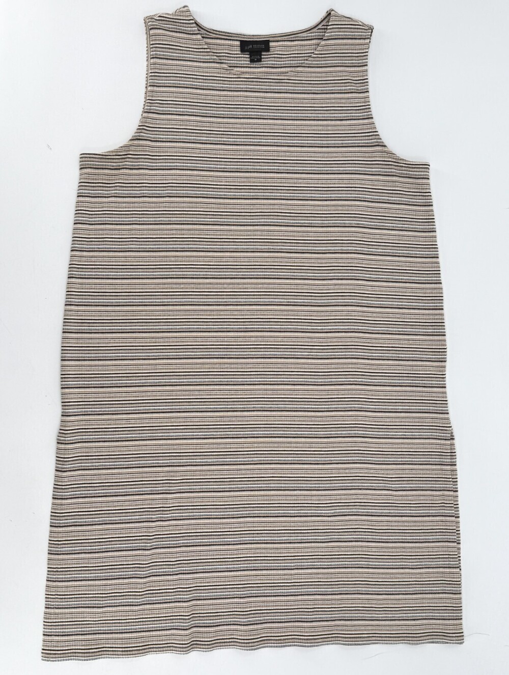 J Jill Dress Womens Medium Striped Ribbed Knit Sleeveless Side Slits Wearever